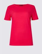 Marks & Spencer Pure Cotton Crew Neck T-shirt Bright Pink