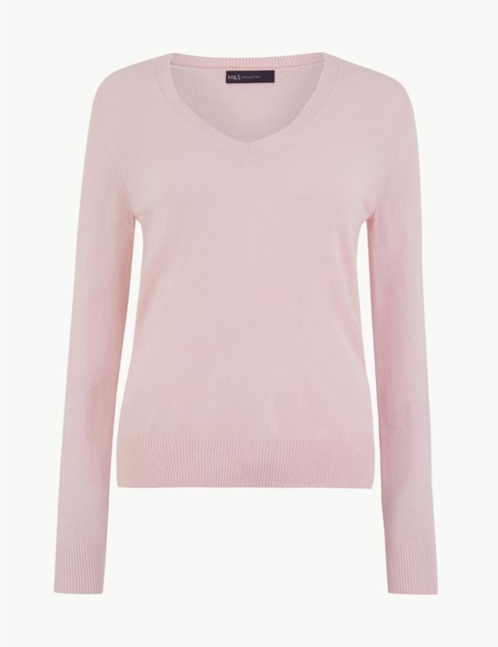 Marks & Spencer Cashmilon&trade; V-neck Jumper Pale Pink