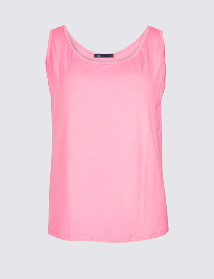 Marks & Spencer Curve Jersey Round Neck Vest Top Very Pink