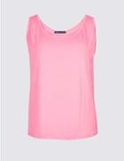 Marks & Spencer Curve Jersey Round Neck Vest Top Very Pink