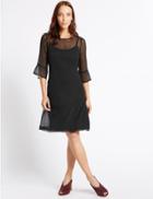 Marks & Spencer 3/4 Sleeve Swing Midi Dress Black