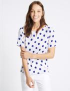 Marks & Spencer Spotted Round Neck Short Sleeve T-shirt Blue Mix