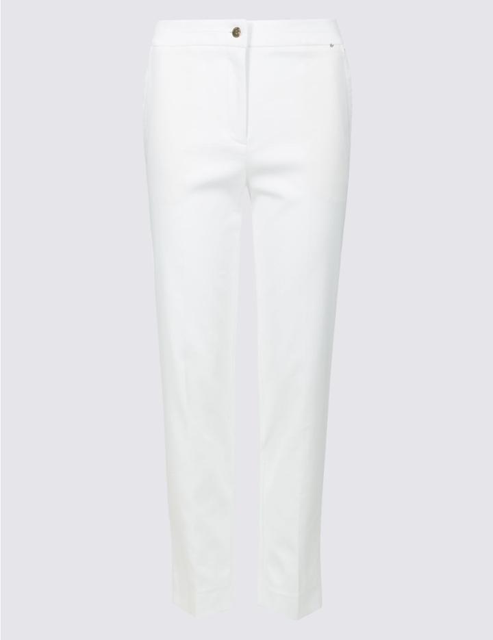 Marks & Spencer Cotton Blend Trousers Soft White