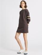Marks & Spencer Pure Cotton Striped Long Sleeve Jumper Dress Charcoal