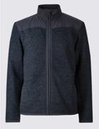 Marks & Spencer Textured Zipped Through Fleece Top Indigo