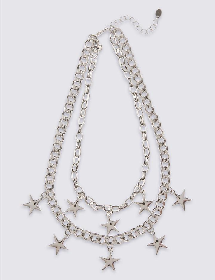 Marks & Spencer Star Chunky Layered Necklace Silver Mix