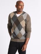 Marks & Spencer Wool Rich Argyle Jumper Grey Mix