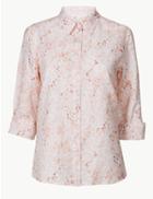 Marks & Spencer Animal Print Long Sleeve Shirt Pink Mix