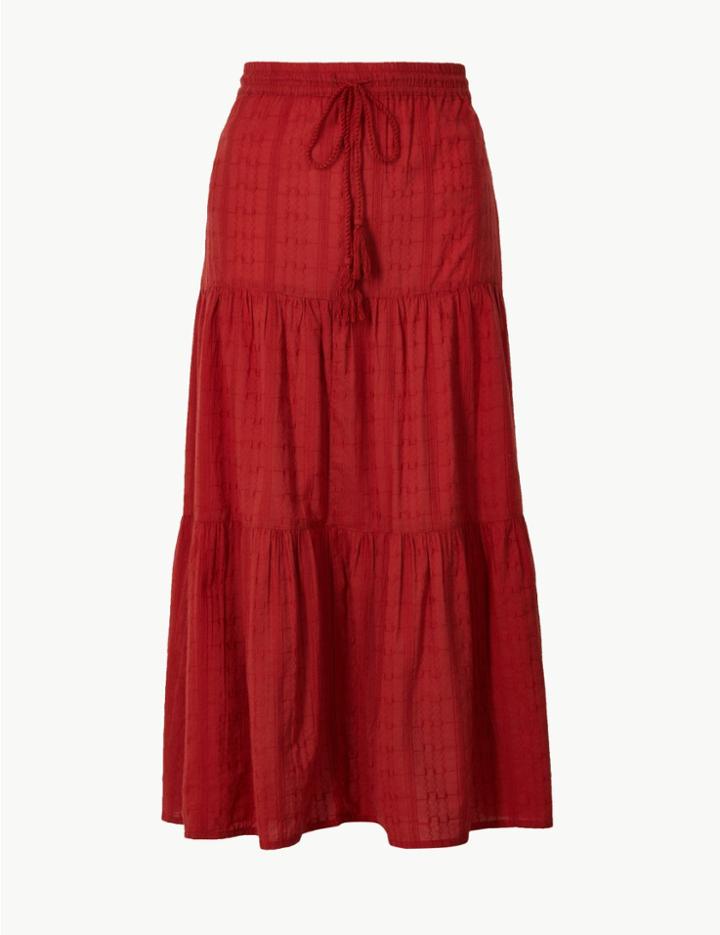 Marks & Spencer Pure Cotton Tiered Maxi Skirt Sienna