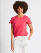 Marks & Spencer Pure Cotton Flutter Sleeve T-shirt Pink