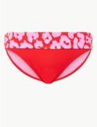 Marks & Spencer Animal Print Roll Top Bikini Bottoms Pink Mix