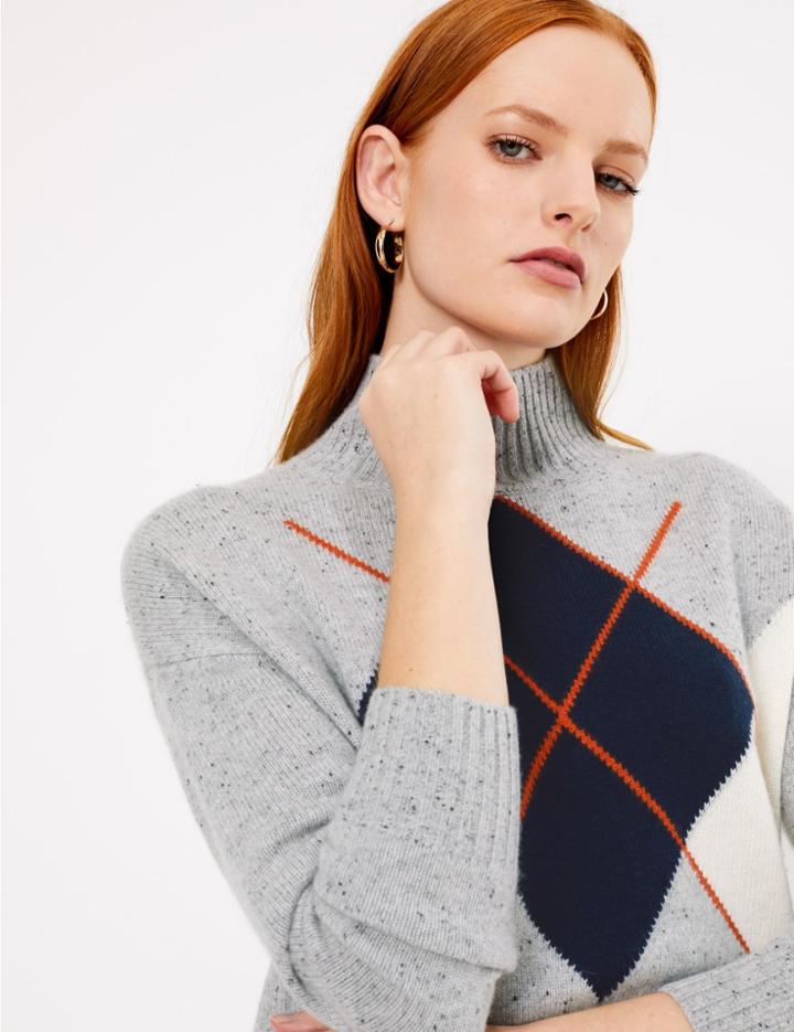 Marks & Spencer Cashmere Argyle Turte Neck Jumper