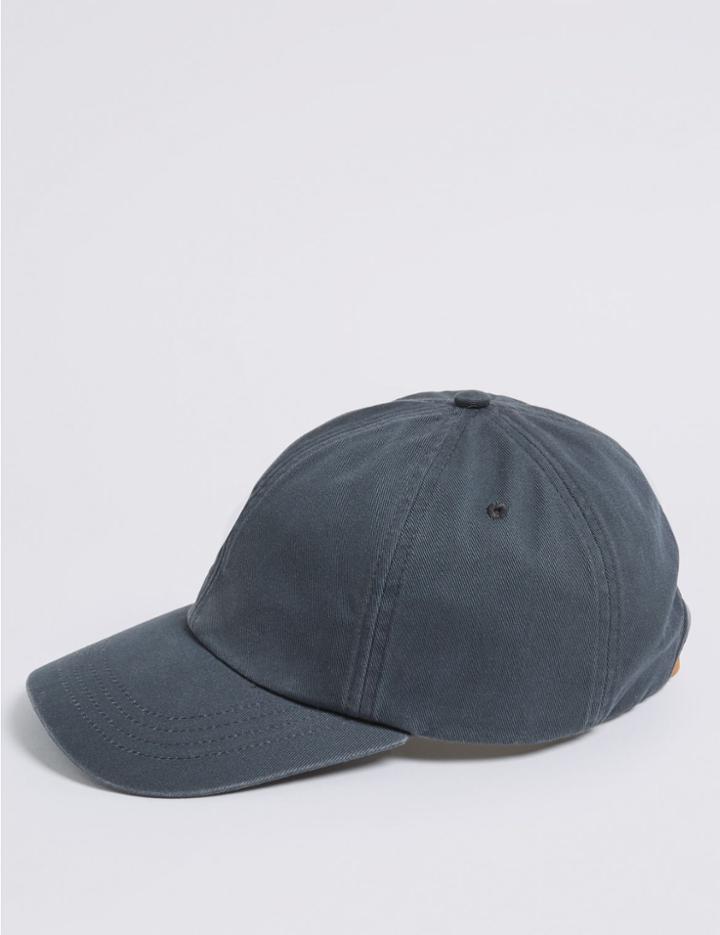 Marks & Spencer Pure Cotton Baseball Cap Mid Grey