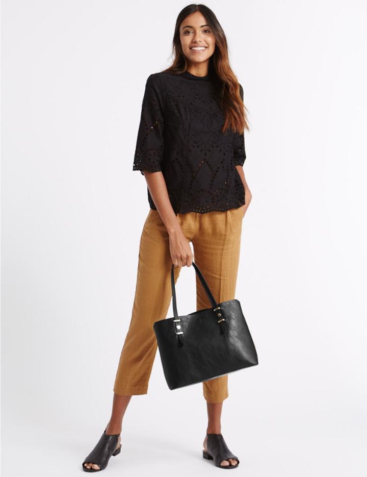 Marks & Spencer Faux Leather Soft Stud Tote Bag White