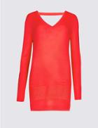 Marks & Spencer V-neck Stitch Detail Jumper Flame
