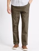 Marks & Spencer Regular Fit Pure Cotton Trousers Dark Stone