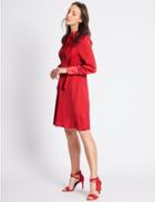 Marks & Spencer Tie Neck Long Sleeve Swing Dress Red