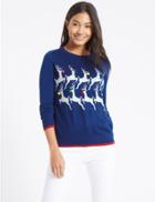Marks & Spencer Animal Print Novelty Jumper Dark Blue Mix