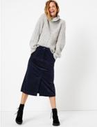 Marks & Spencer Needlecord A-line Midi Skirt Navy
