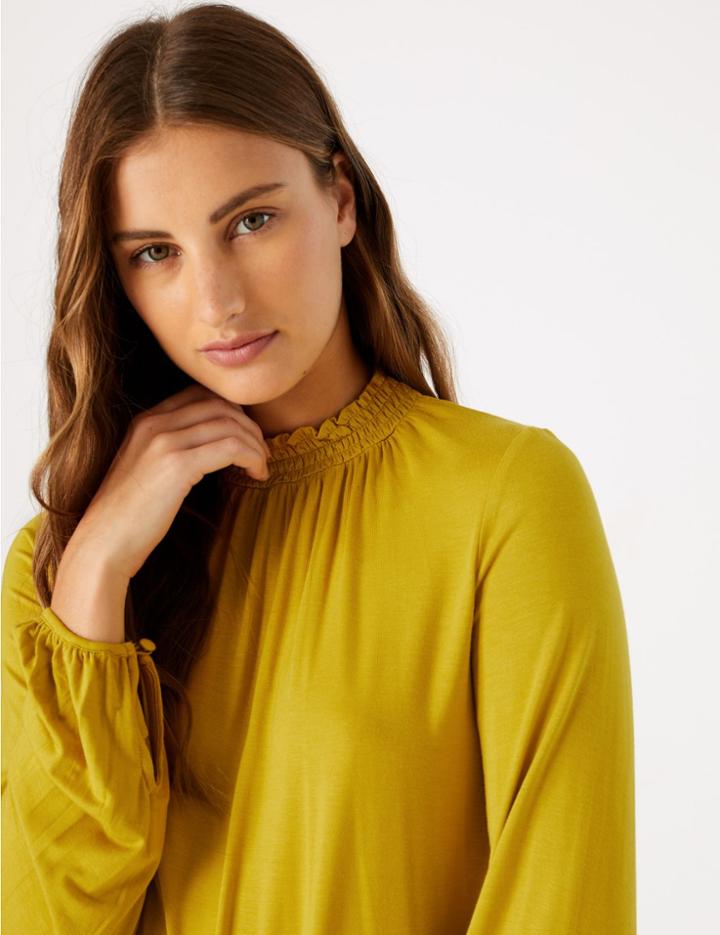Marks & Spencer Gathered Neck Long Sleeve Top Antique Brass
