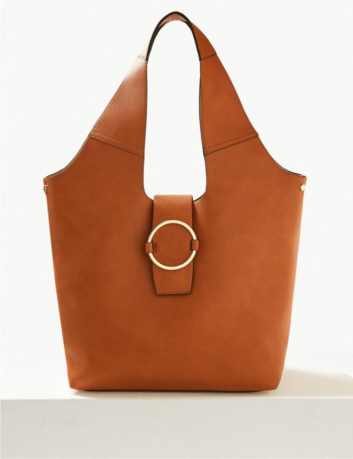 Marks & Spencer Faux Leather Ring Detail Hobo Bag Tan