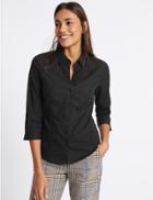Marks & Spencer Cotton Rich Split 3/4 Sleeve Shirt
