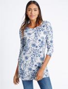 Marks & Spencer Floral Print Long Sleeve Tunic Ivory Mix