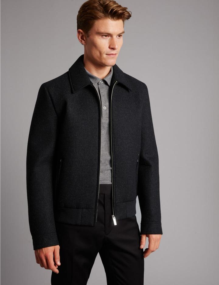Marks & Spencer Wool Blend Jacket Grey Marl