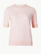 Marks & Spencer Cashmilon&trade; Textured Round Neck Jumper Light Pink