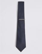 Marks & Spencer Textured Tie & Pin Set Navy