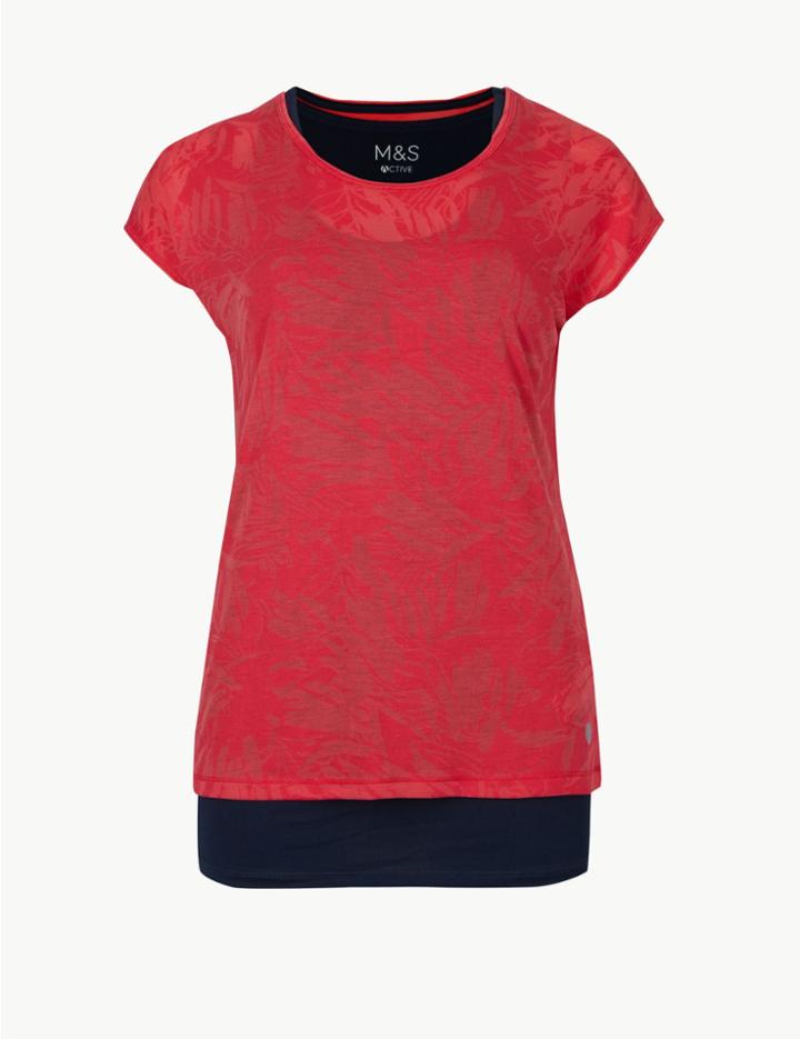 Marks & Spencer Double Layer Short Sleeve Sport Top Strawberry