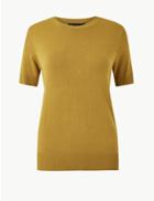 Marks & Spencer Round Neck Short Sleeve Knitted Top Antique Brass