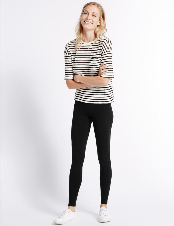 Marks & Spencer Petite Cotton Rich Leggings Black