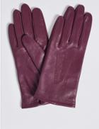 Marks & Spencer Leather Stitch Detail Gloves Magenta