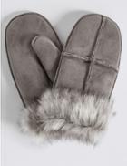 Marks & Spencer Fur Mitten Gloves Grey