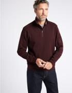 Marks & Spencer Pure Cotton Half Zipped Top Burgundy