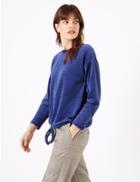 Marks & Spencer Cotton Rich Velour Textured Sweatshirt Rich Blue