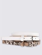 Marks & Spencer 2 Pack Leather Square Buckle Skinny Hip Belts White Mix