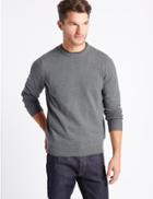 Marks & Spencer Pure Cotton Crew Neck Jumper Medium Grey