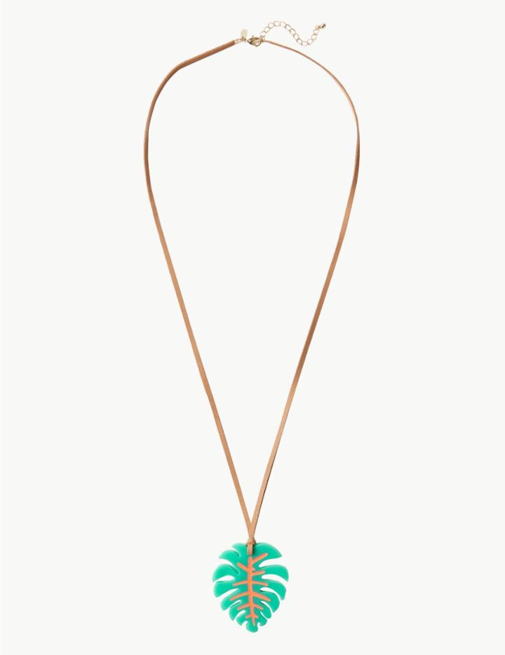 Marks & Spencer Palm Leaf Pendant Necklace Turquoise