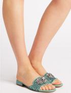 Marks & Spencer Block Heel Jewel Sparkle Mule Sandals Mint