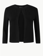 Marks & Spencer Round Neck 3/4 Sleeve Cardigan Black