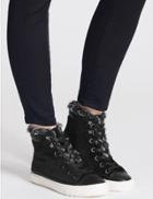 Marks & Spencer Side Zip Fur Ankle Boots Black