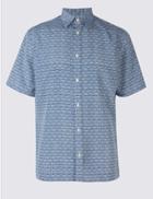 Marks & Spencer Easy Care Printed Shirt Soft Blue