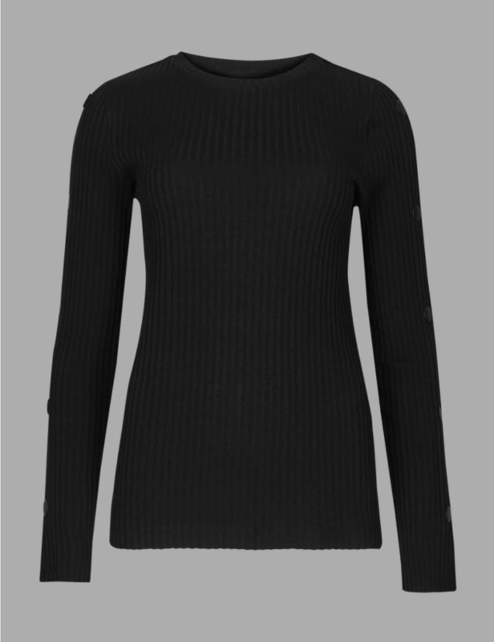 Marks & Spencer Textured Long Sleeve T-shirt Black