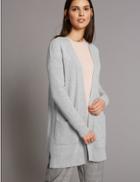 Marks & Spencer Pure Cashmere Textured Longline Cardigan Silver Grey