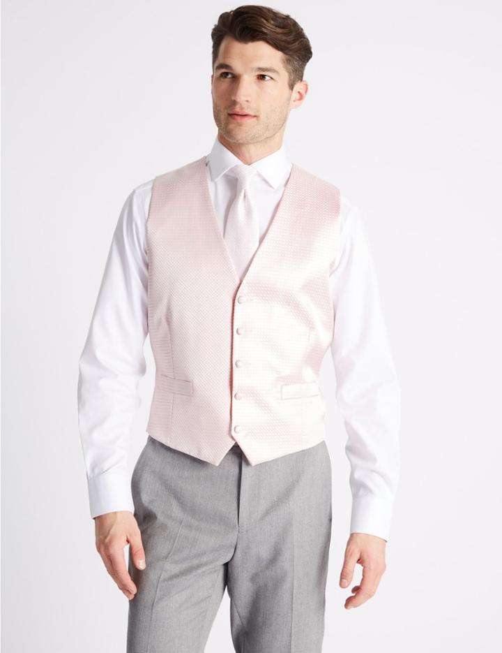 Marks & Spencer 5 Button Textured Waistcoat Pink