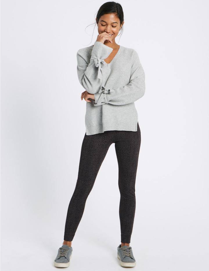 Marks & Spencer Jacquard Print Leggings Black Mix