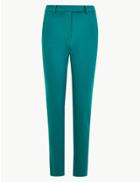 Marks & Spencer Side Stripe Ponte Slim Fit Trousers Teal