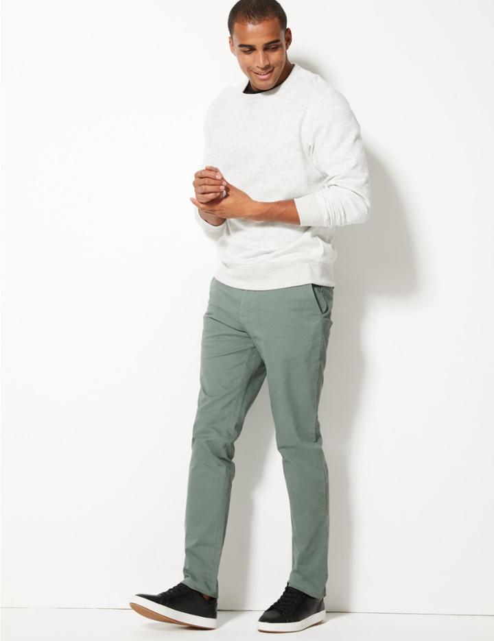 Marks & Spencer Slim Fit Cotton Rich Chinos Sea Green
